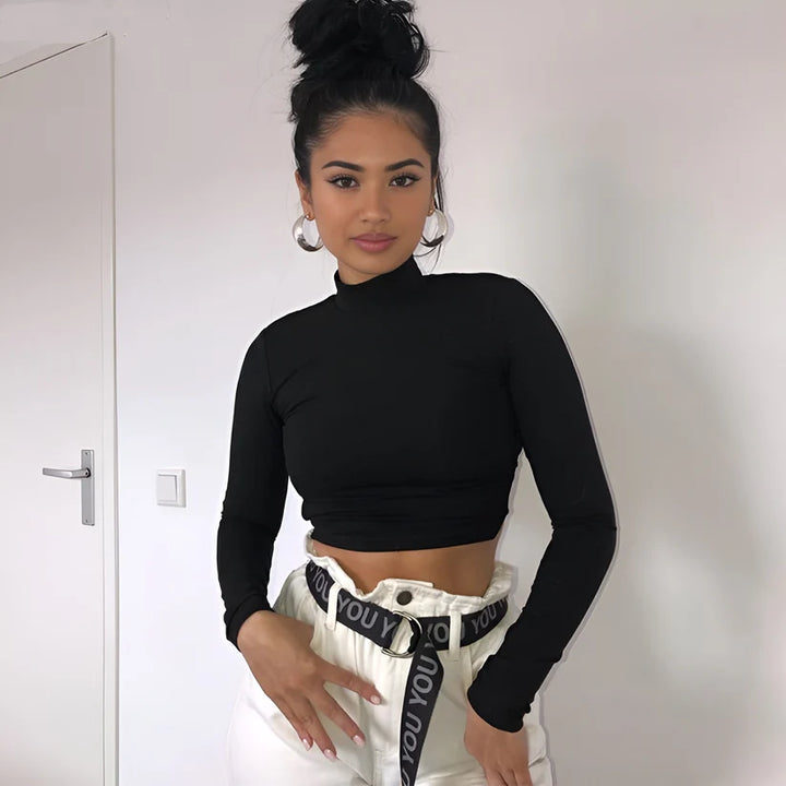 Model wearing Ava Top – cropped streetwear fashion top for women with breathable fabric and slight stretch, from Santori The Label.
