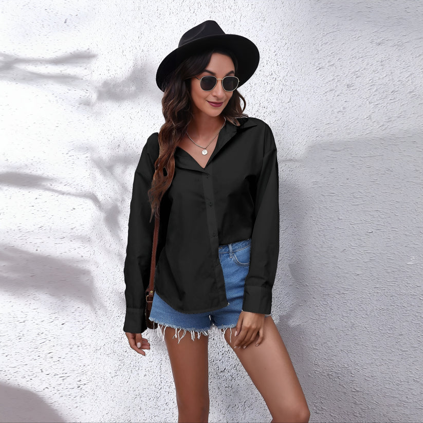 Model wearing Areeva Longsleeve Top – bowknot chiffon long sleeve top for women with a backless design by Santori The Label.