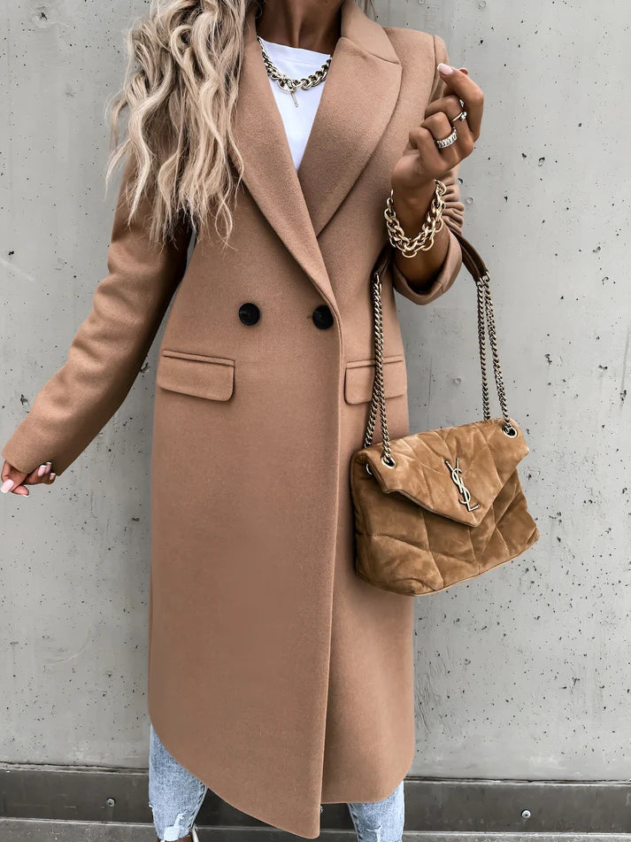 Model wearing Rocel Jacket – loose fit polyester women’s winter jacket in solid minimalist style by Santori The Label