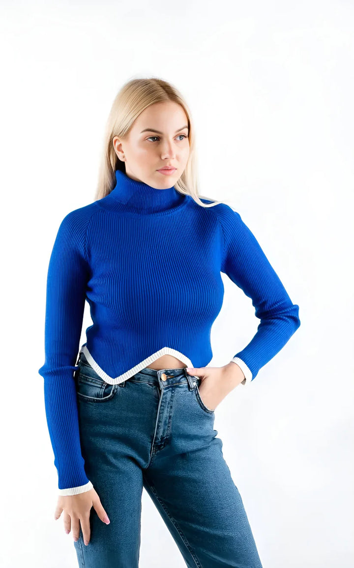 Model wearing Dhalia Long Sleeve Top – basic winter layering top in cozy synthetic fabric by Santori The Label.