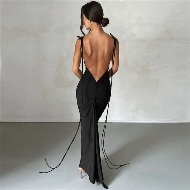 Model wearing Elli Maxi Dress – sleek stretch sheath summer maxi dress by Santori The Label.