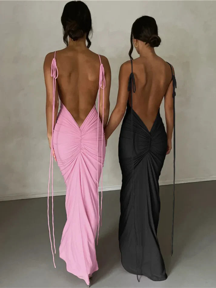 Model wearing Elli Maxi Dress – sleek stretch sheath summer maxi dress by Santori The Label.