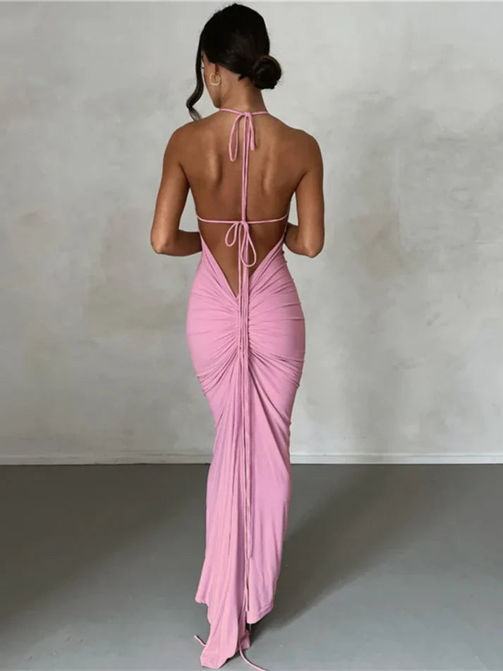 Model wearing Elli Maxi Dress – sleek stretch sheath summer maxi dress by Santori The Label.