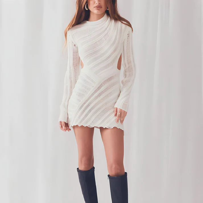 Model wearing Gigi Mini Dress – casual pencil mini with stretch for autumn by Santori The Label.