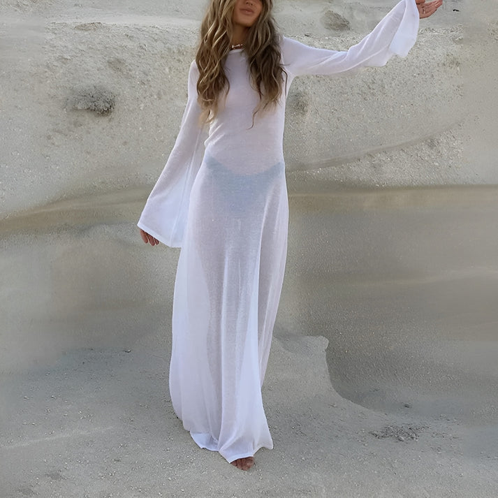 Model wearing Jenner Maxi Dress – breezy A-line summer maxi with relaxed silhouette by Santori The Label.