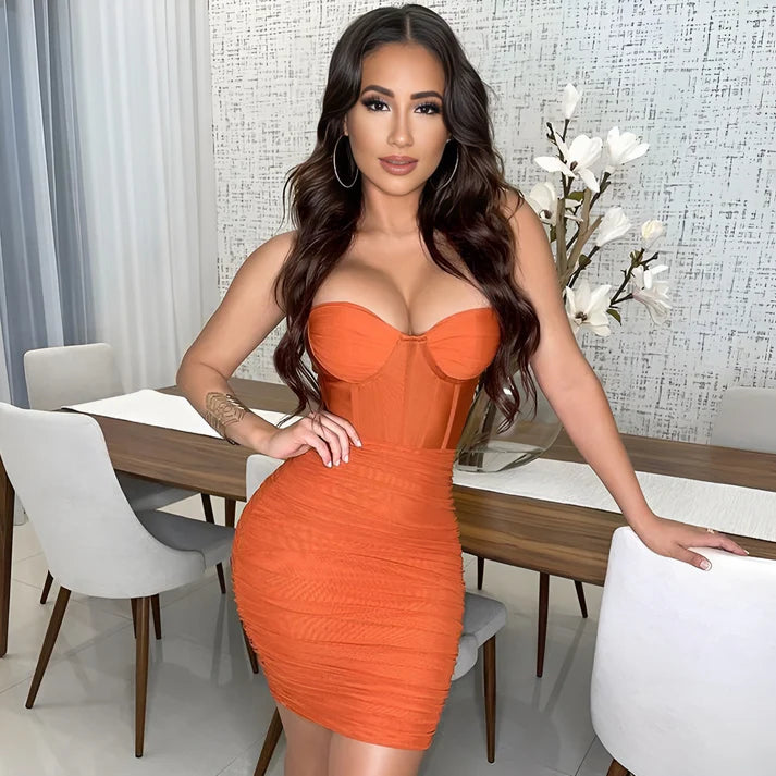 Model wearing Mila Mini Dress – fitted cotton blend mini dress for summer with a classic sheath silhouette by Santori The Label.
