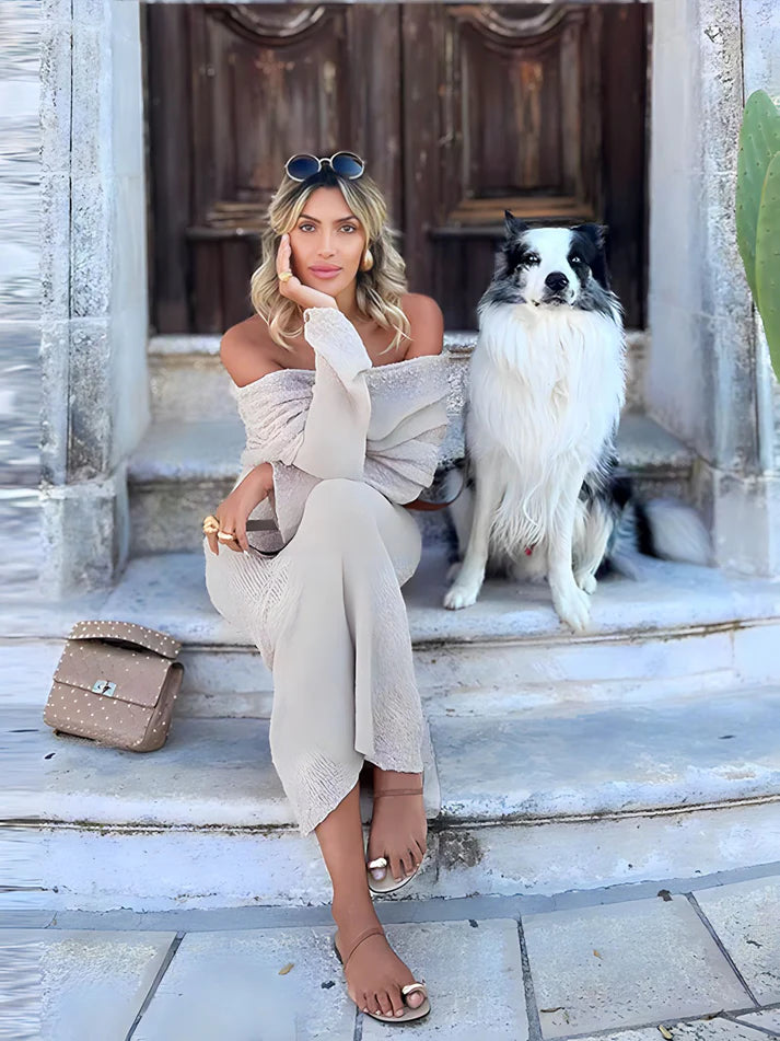 Model wearing Precilla Maxi Dress – relaxed fit minimalist maxi dress with high-stretch by Santori The Label.