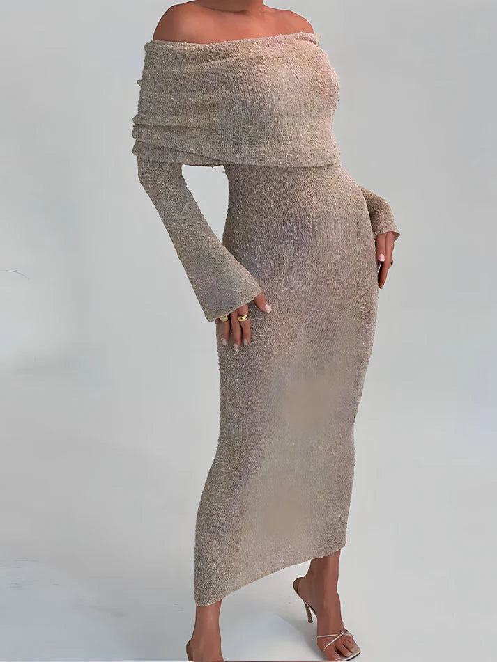 Model wearing Precilla Maxi Dress – relaxed fit minimalist maxi dress with high-stretch by Santori The Label.