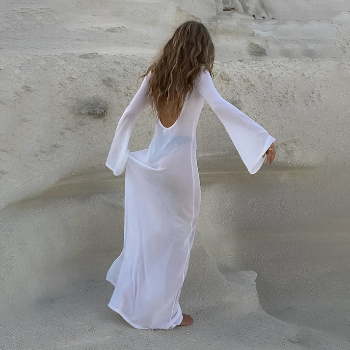 Model wearing Jenner Maxi Dress – breezy A-line summer maxi with relaxed silhouette by Santori The Label.