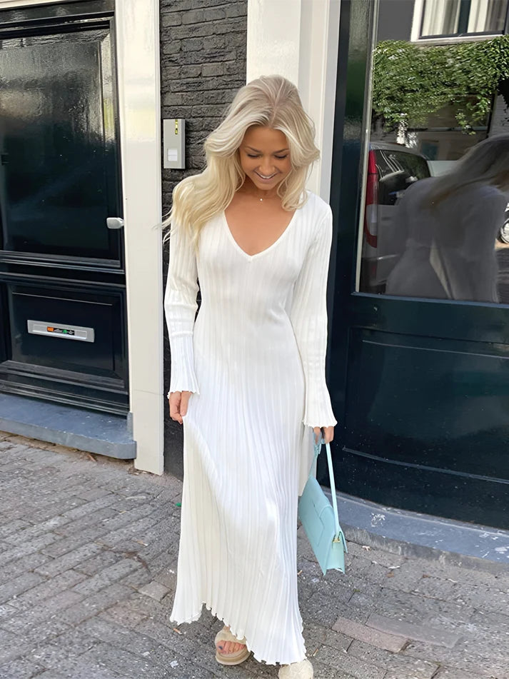 Model wearing Freya Maxi Dress – loose fit beach style maxi dress with soft empire waist by Santori The Label.